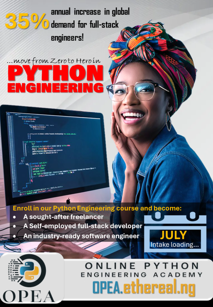 Online Python Engineering Academy Flyer Female